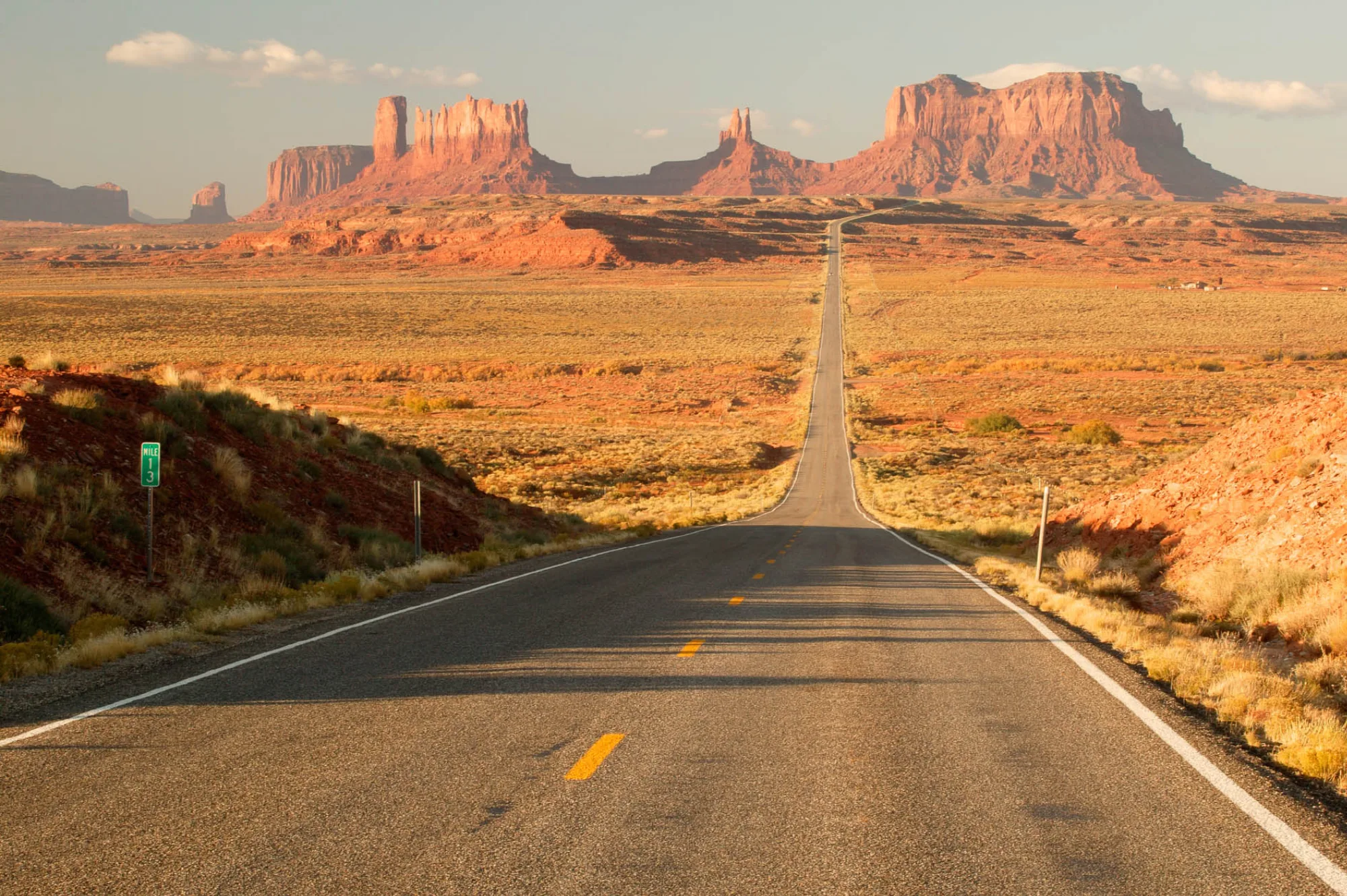Open highway through Monument Valley